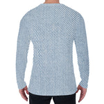 Light Blue Denim Jeans Print Men's Long Sleeve T-Shirt