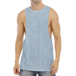 Light Blue Denim Jeans Print Men's Muscle Tank Top