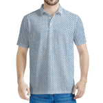 Light Blue Denim Jeans Print Men's Polo Shirt
