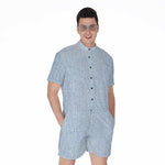 Light Blue Denim Jeans Print Men's Rompers