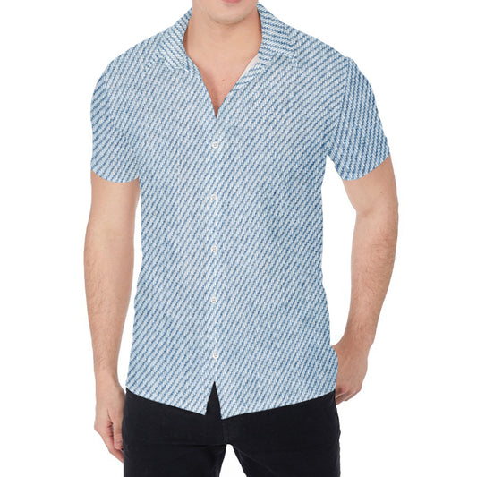 Light Blue Denim Jeans Print Men's Shirt