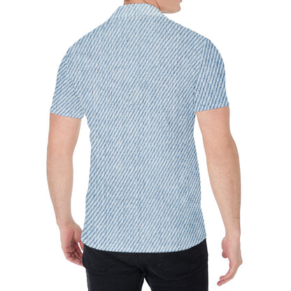 Light Blue Denim Jeans Print Men's Shirt
