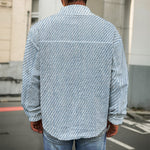Light Blue Denim Jeans Print Men's Shirt Jacket