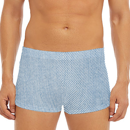 Light Blue Denim Jeans Print Men's Short Boxer Briefs