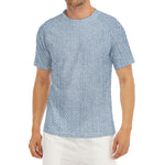 Light Blue Denim Jeans Print Men's Short Sleeve Rash Guard