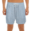 Light Blue Denim Jeans Print Men's Split Running Shorts