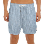 Light Blue Denim Jeans Print Men's Split Running Shorts