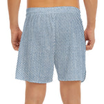 Light Blue Denim Jeans Print Men's Split Running Shorts