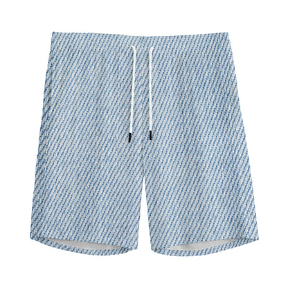 Light Blue Denim Jeans Print Men's Sports Shorts
