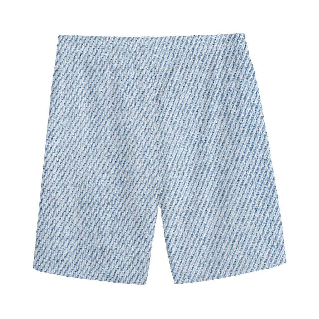 Light Blue Denim Jeans Print Men's Sports Shorts
