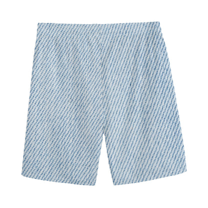 Light Blue Denim Jeans Print Men's Sports Shorts