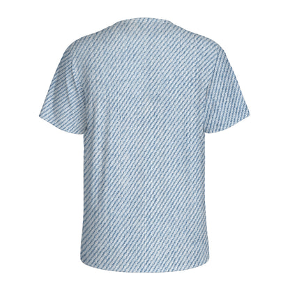 Light Blue Denim Jeans Print Men's Sports T-Shirt