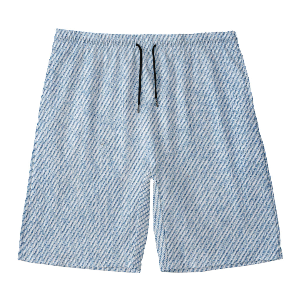 Light Blue Denim Jeans Print Men's Swim Trunks