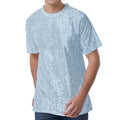 Light Blue Denim Jeans Print Men's Velvet T-Shirt