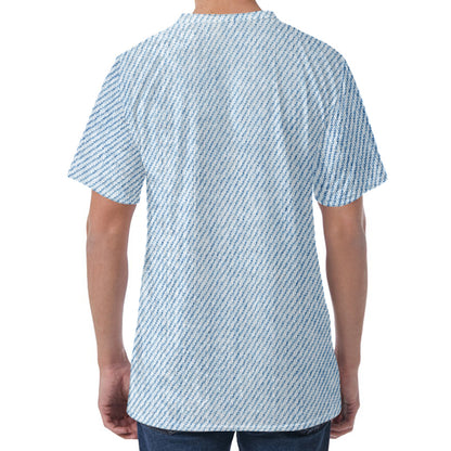 Light Blue Denim Jeans Print Men's Velvet T-Shirt