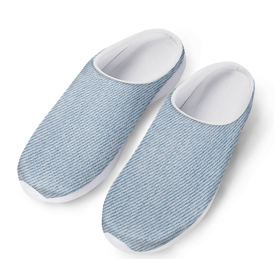 Light Blue Denim Jeans Print Mesh Casual Shoes