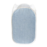 Light Blue Denim Jeans Print Mesh Laundry Hamper