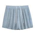 Light Blue Denim Jeans Print Mesh Shorts