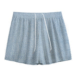 Light Blue Denim Jeans Print Mesh Shorts