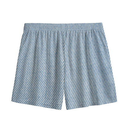 Light Blue Denim Jeans Print Mesh Shorts