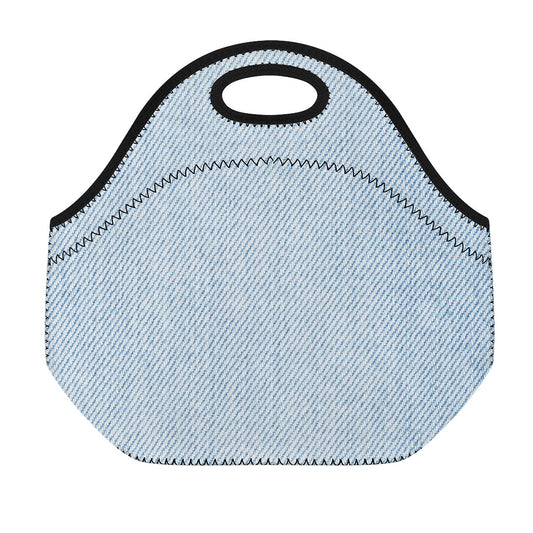 Light Blue Denim Jeans Print Neoprene Lunch Bag