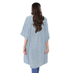 Light Blue Denim Jeans Print Open Front Beach Cover Up