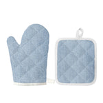 Light Blue Denim Jeans Print Oven Mitt And Pot Holder Set