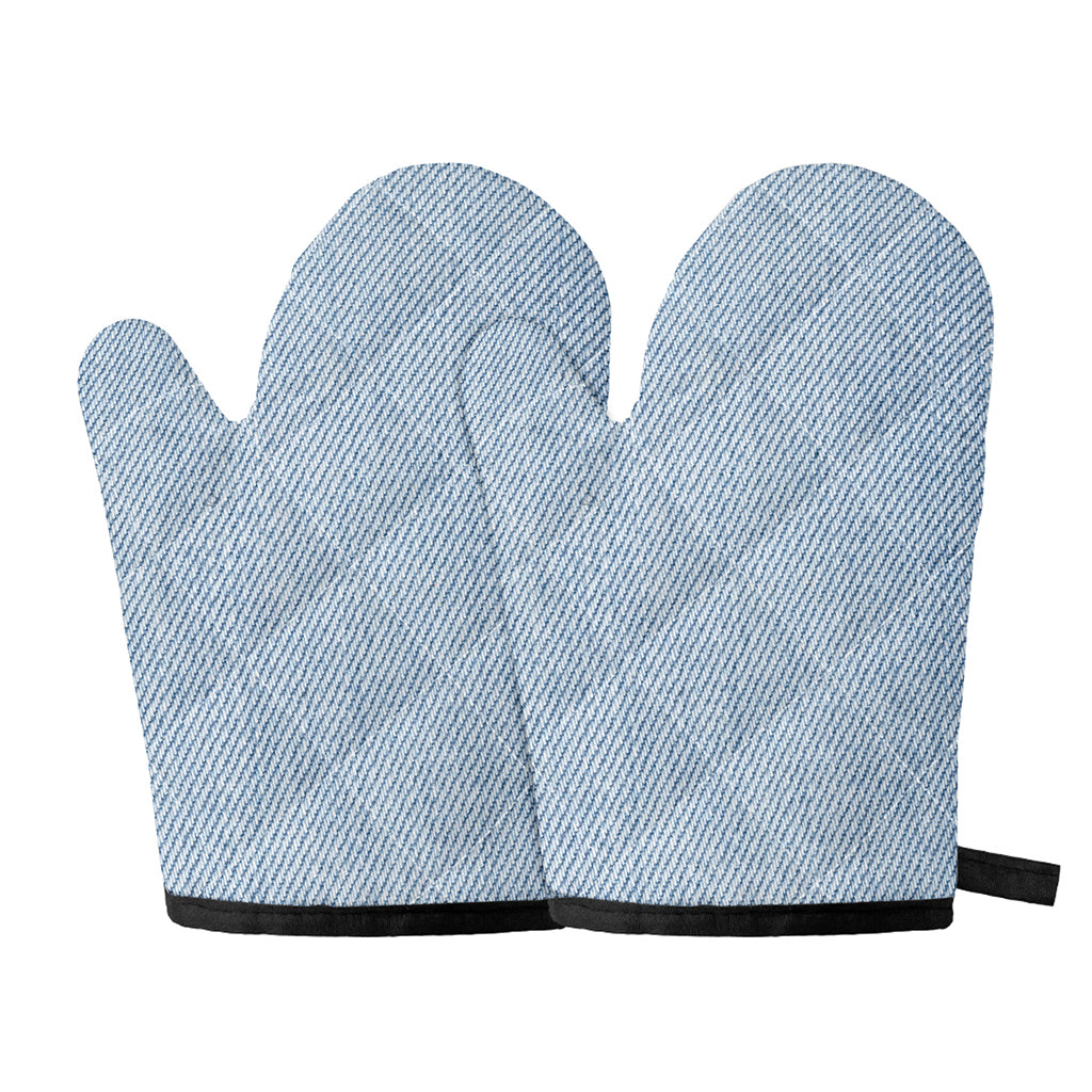 Light Blue Denim Jeans Print Oven Mitts