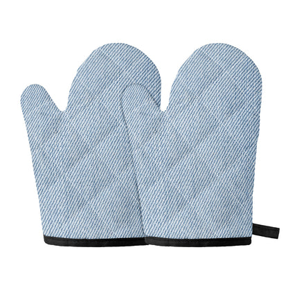 Light Blue Denim Jeans Print Oven Mitts