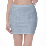 Light Blue Denim Jeans Print Pencil Mini Skirt