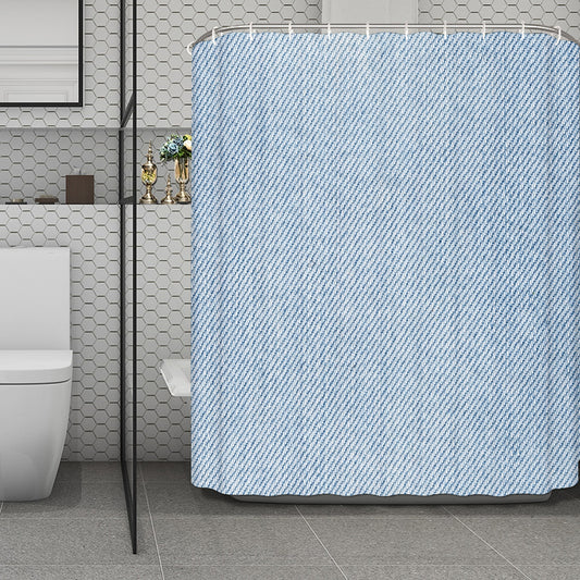 Light Blue Denim Jeans Print Polyester Shower Curtain