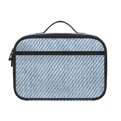 Light Blue Denim Jeans Print Portable Lunch Bag