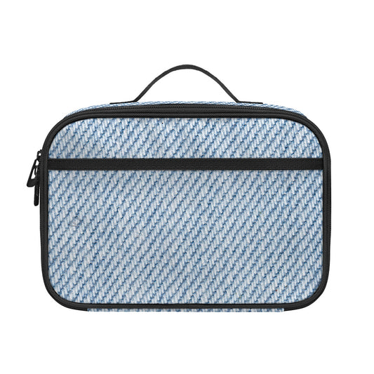 Light Blue Denim Jeans Print Portable Lunch Bag