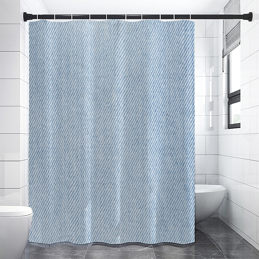 Light Blue Denim Jeans Print Premium Shower Curtain