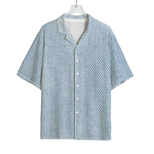 Light Blue Denim Jeans Print Rayon Hawaiian Shirt