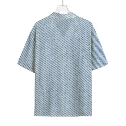 Light Blue Denim Jeans Print Rayon Hawaiian Shirt