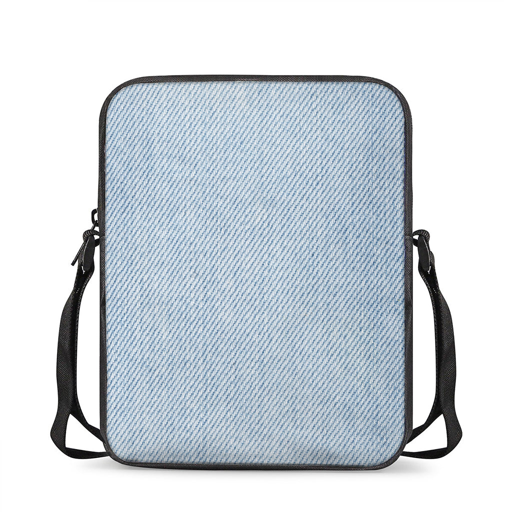 Light Blue Denim Jeans Print Rectangular Crossbody Bag
