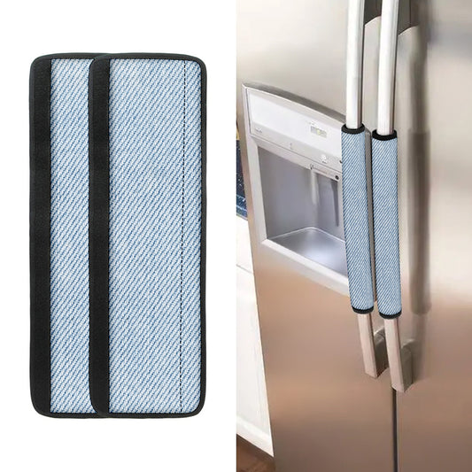 Light Blue Denim Jeans Print Refrigerator Handle Covers