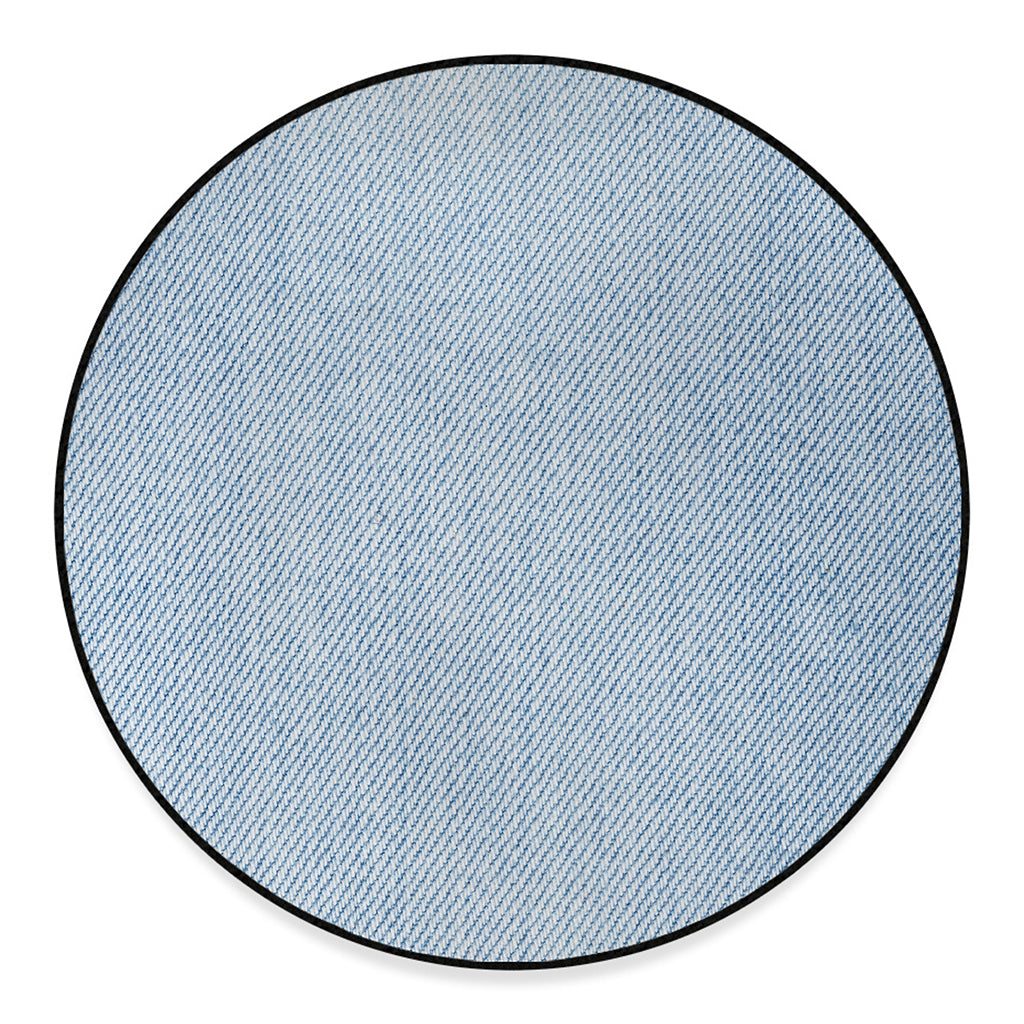 Light Blue Denim Jeans Print Round Floor Mat