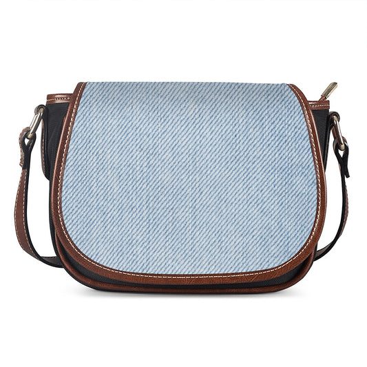 Light Blue Denim Jeans Print Saddle Bag