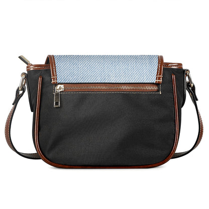 Light Blue Denim Jeans Print Saddle Bag