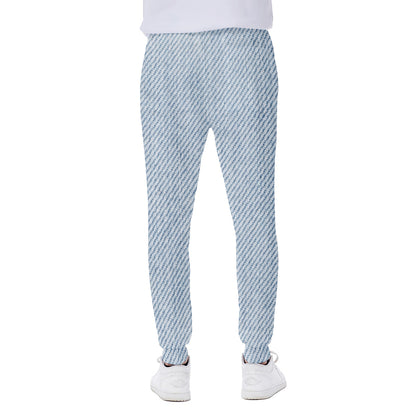 Light Blue Denim Jeans Print Scuba Joggers