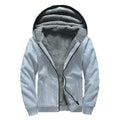 Light Blue Denim Jeans Print Sherpa Lined Zip Up Hoodie