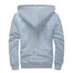 Light Blue Denim Jeans Print Sherpa Lined Zip Up Hoodie