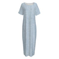 Light Blue Denim Jeans Print Short Sleeve Long Nightdress