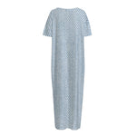 Light Blue Denim Jeans Print Short Sleeve Long Nightdress