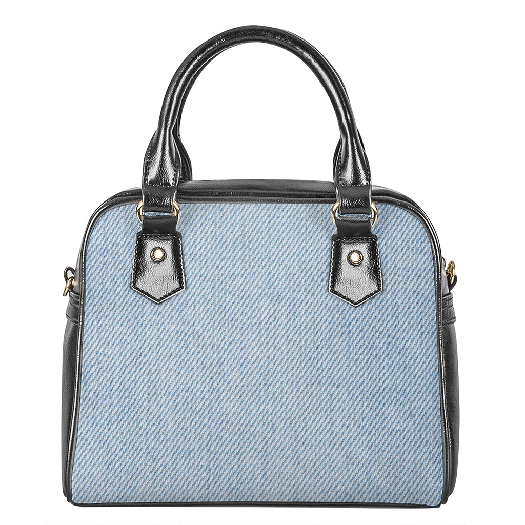 Light Blue Denim Jeans Print Shoulder Handbag