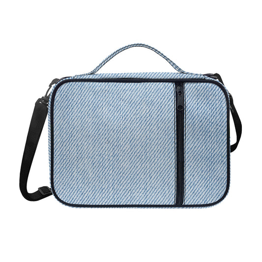 Light Blue Denim Jeans Print Shoulder Strap Bible Bag