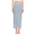 Light Blue Denim Jeans Print Side Slit Maxi Skirt
