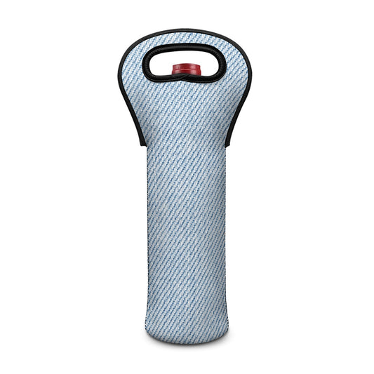 Light Blue Denim Jeans Print Single Neoprene Wine Tote
